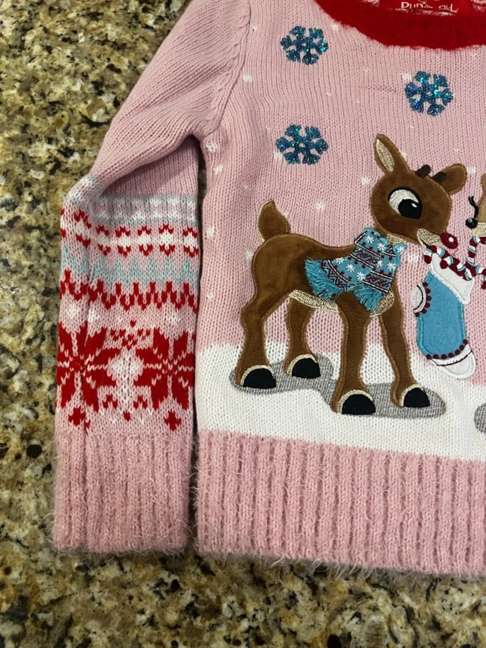 New - Rudolph the Red Nose Reindeer Girls Christmas Sweater in Pink | Size M (5)